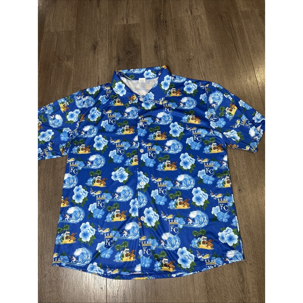 Kansas City Royals Bud Light Mens XL Hawaiian Aloha MLB Baseball Button Up 1275